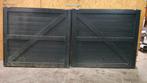 Dubbele houten zwarte vleugelpoort 4200b X 1880h, 200 cm ou plus, Portail battant, Utilisé, Bois