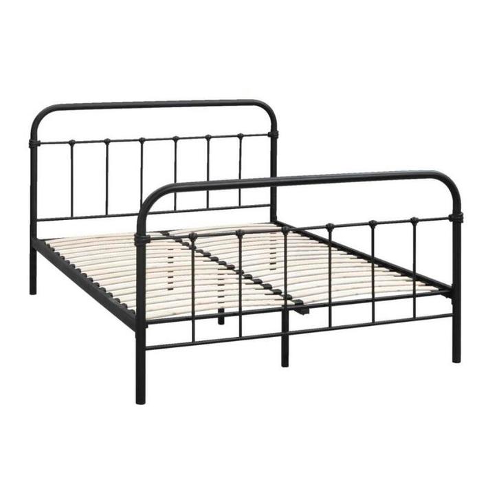 Metalen bedframe antraciet 140x200, Huis en Inrichting, Slaapkamer | Bedden, Zo goed als nieuw, Twijfelaar, 140 cm, 200 cm, Metaal