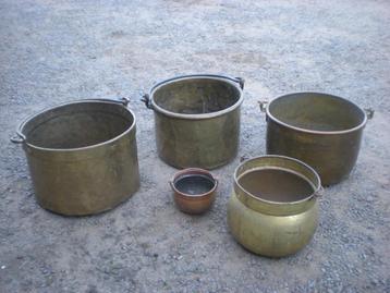3 grote geel koper ketels aan 40 € stuk beschikbaar voor biedingen