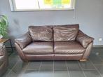 Zetel - sofa - bruin - leer - leder, Huis en Inrichting, Zetels | Zetels, Ophalen, Gebruikt, Tweepersoons, Rechte bank