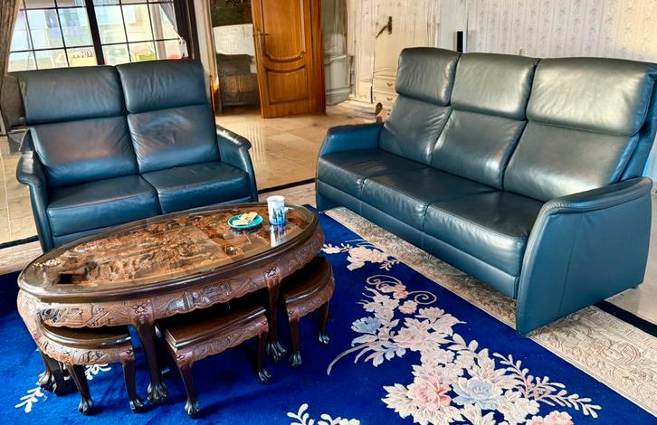 Salon en cuir 2 et 3 places, Maison & Meubles, Canapés | Coins salons complets, Comme neuf, Cuir, Enlèvement
