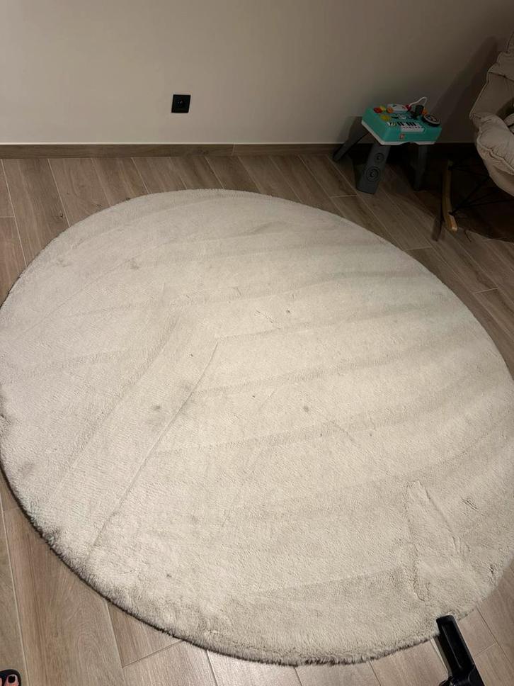 Rond Hoogpolig vloerkleed - Comfy Supreme Creme, Huis en Inrichting, Stoffering | Tapijten en Vloerkleden, Zo goed als nieuw, Rond