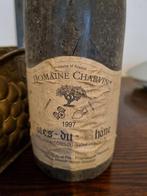 Wijnfles en zijn antieke dienblad, Minder dan 50 cm, Glas, Ophalen of Verzenden, Zo goed als nieuw