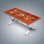 Table basse Vintage Céramique et Chrome années 1960's, Enlèvement