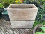 2 grote terracotta rechthoekige bloembakken in taupe kleur, Tuin en Terras, Ophalen, Steen, Tuin, Zo goed als nieuw