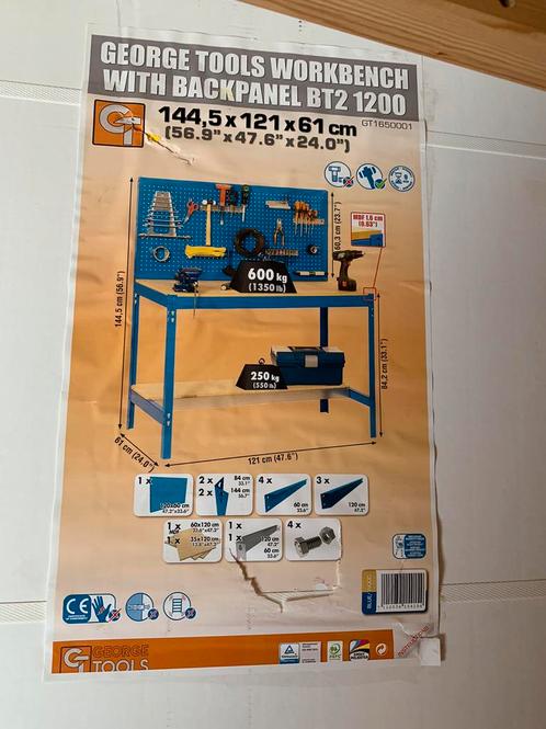 Werkbank met paneel - nieuw in verpakking!, Doe-het-zelf en Bouw, Werkbanken, Nieuw, 120 tot 170 cm, Ophalen