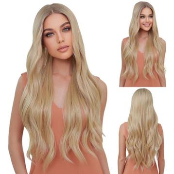 Swiss lace pruik lang blond haar zonder pony Brenda disponible aux enchères