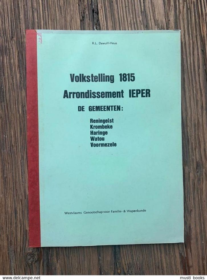 HARINGE KROMBEKE RENINGELST VOORMEZELE WATOU Volkstelling..., Livres, Histoire & Politique, Utilisé, Enlèvement ou Envoi