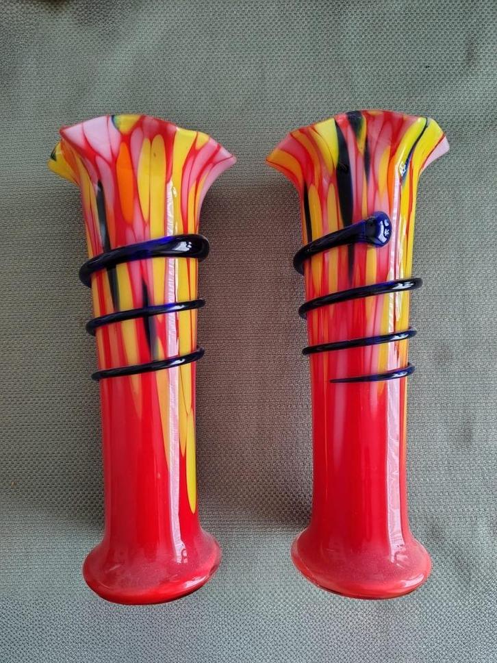 Set vazen Art-Deco Tjechisch spatterglas, Antiek en Kunst, Antiek | Glaswerk en Kristal, Ophalen
