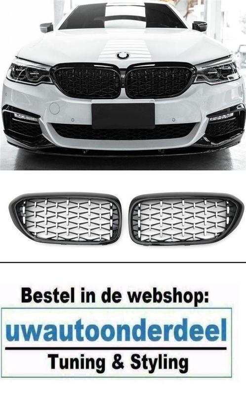 Grill Zwart Zilve Diamond Style Geschikt voor Bmw 5 Serie G3, Auto diversen, Tuning en Styling, Verzenden