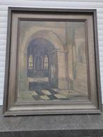 huile sur panneau interieur d eglise signe gustave helinck, Ophalen of Verzenden