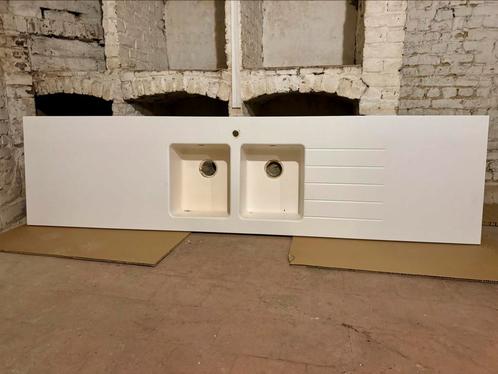 KEUKENSPOELBAK/WERKBLAD OP MAAT, Huis en Inrichting, Keuken | Keukenelementen, Gebruikt, 200 cm of meer, 50 tot 75 cm, Wit, Crème