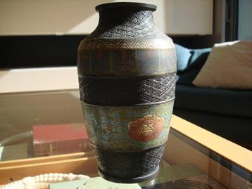 antieke CHINESE cloisonné & brons vaas bronze vase chinois 