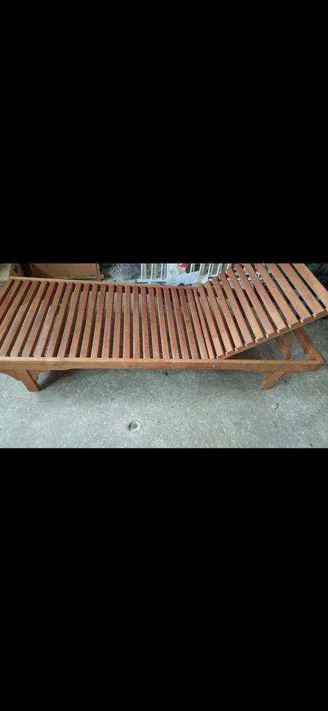 Hand gemaakte ligstoel afzelia, Tuin en Terras, Ligbedden, Ophalen, Zo goed als nieuw, Hout, Verstelbaar