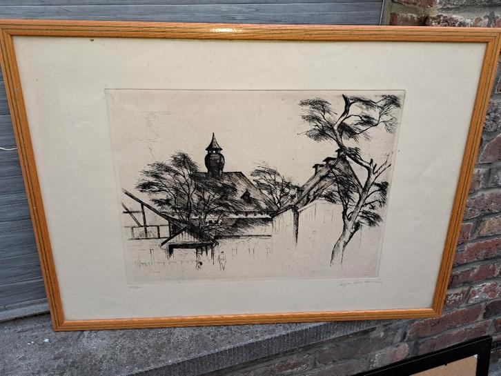 gravure signe georges comhaire, Antiquités & Art, Art | Eaux-fortes & Gravures, Gravure, Enlèvement ou Envoi