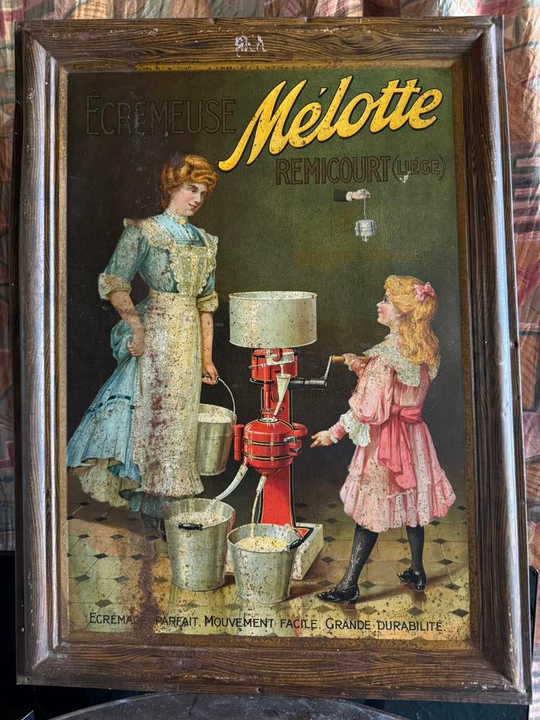 Ancienne tôle publicitaire écrémeuse melotte d époque, Enlèvement ou Envoi, Utilisé