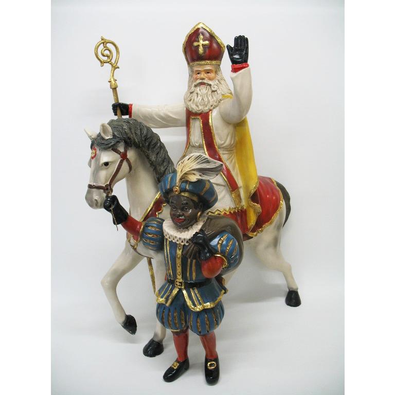 Père Noël à cheval avec  - Statue de saint - 30x15x37 cm