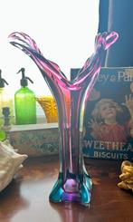 Vintage Murano Sommerso grote glazen vaas, jaren 60, Antiek en Kunst, Ophalen of Verzenden