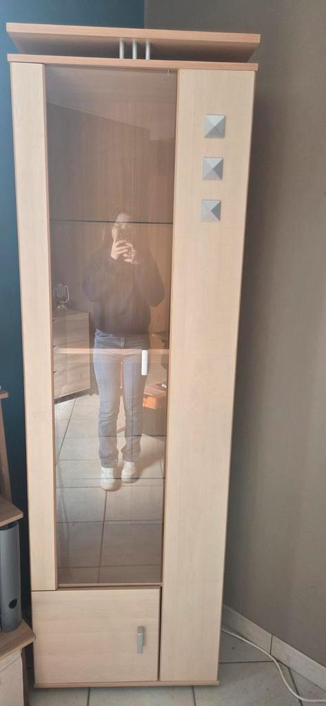 Meuble haute en bois avec vitrine, Maison & Meubles, Armoires | Vitrines, Utilisé, 150 à 200 cm, Moins de 50 cm, Enlèvement