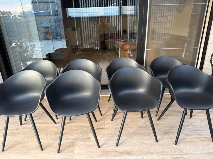8 stoelen te koop, Huis en Inrichting, Stoelen, Gebruikt, Vijf, Zes of meer stoelen, Kunststof, Zwart, Ophalen