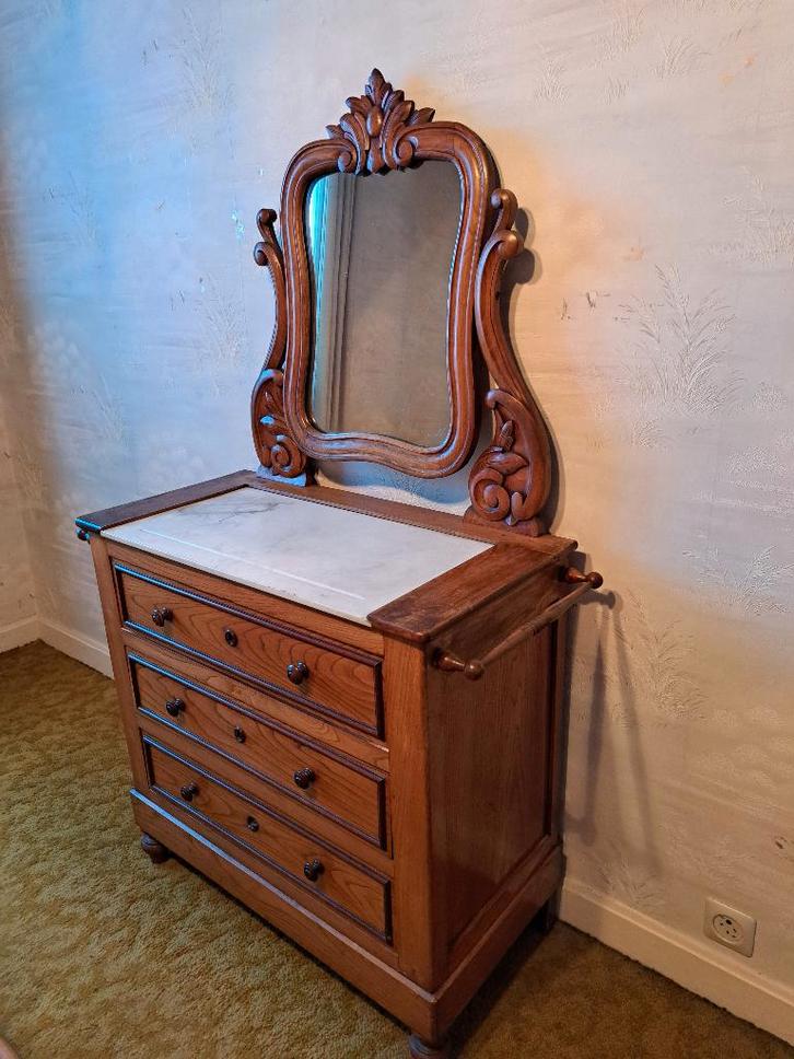 Vintage ladenkast met spiegel, Maison & Meubles, Armoires | Commodes, Utilisé, Enlèvement