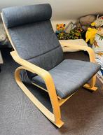 Schommelstoel Poäng, eikenfineer met donkergrijze stof, Huis en Inrichting, Zo goed als nieuw, Stof, Ophalen, Scandinavische stijl