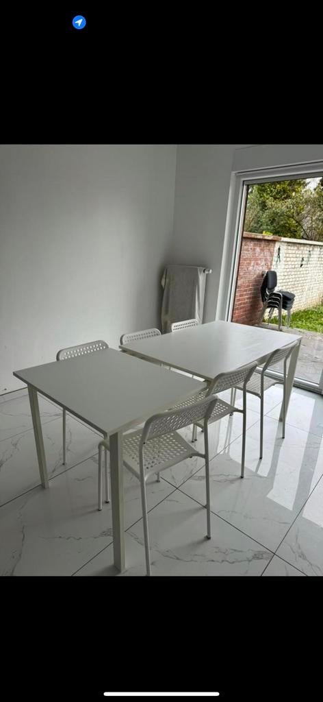 Uitgebreide tafel met 6 stoelen, Ophalen, Zo goed als nieuw, Wit, Vijf, Zes of meer stoelen