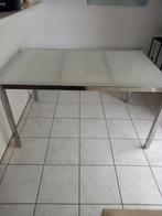 Keukentafel met inox onderstel en glazen blad, Huis en Inrichting, Keuken | Keukenelementen, Ophalen