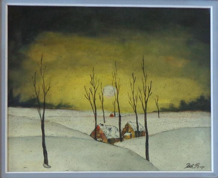 ROBERT BUYS / NEIGE EN FLANDRE / OLIEVERF / 62x72cm / KADER, Antiek en Kunst, Kunst | Schilderijen | Klassiek, Ophalen