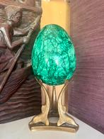 Gros oeuf en malachite 4,4kg avec support laiton, Collections, Minéraux & Fossiles, Enlèvement ou Envoi