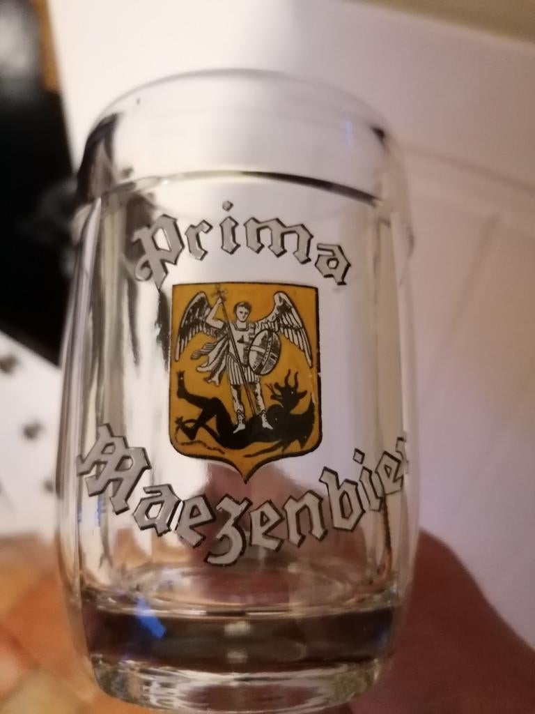 Oude émaille bierpul "Maezenbier"., Verzamelen, Ophalen of Verzenden