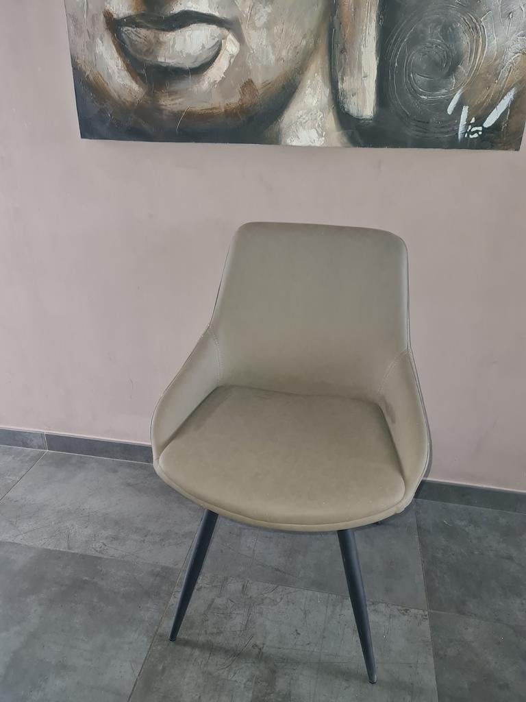 Lot de 6 chaises cuir simili et pieds en métal noir robuste, Maison & Meubles, Enlèvement, Noir, Cuir