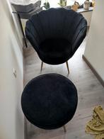 Zwart fluwelen zeteltje met poefje, Huis en Inrichting, Ophalen of Verzenden, Zwart