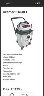 Industriële stofzuiger Kremer KR60LE 2800W 60L NIEUW IN DOOS, Doe-het-zelf en Bouw, Reinigingsmachines, Ophalen, Nieuw