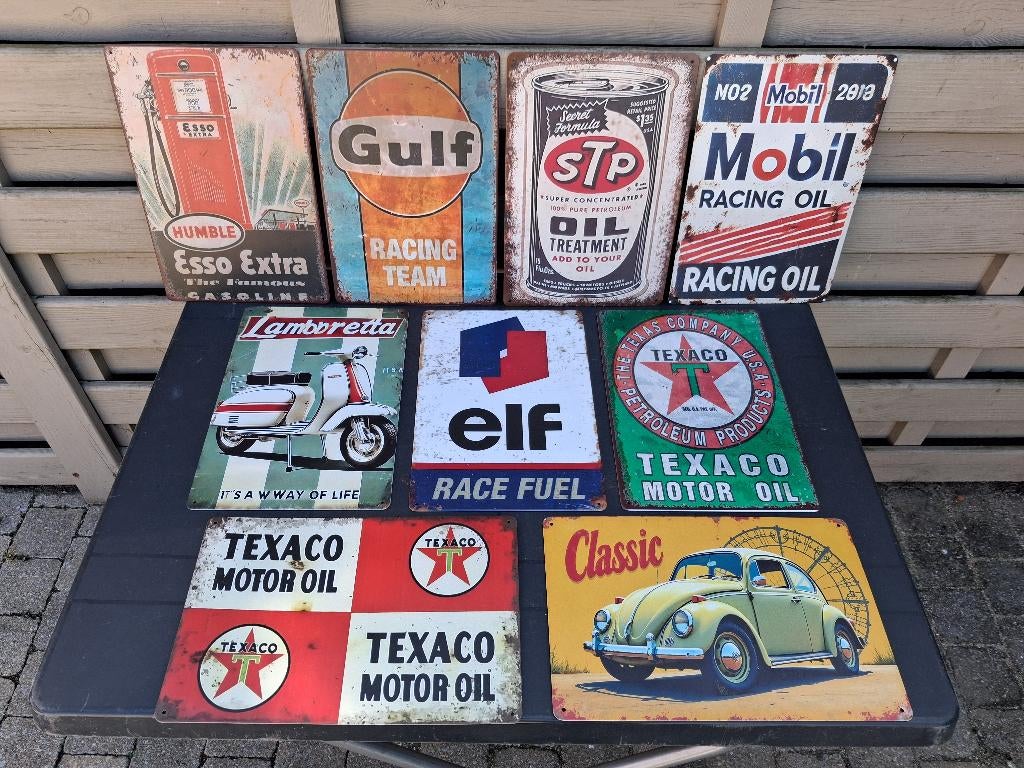 Lot de panneaux publicitaires repro 9 pièces, Collections, Marques & Objets publicitaires, Enlèvement ou Envoi, Comme neuf, Panneau publicitaire