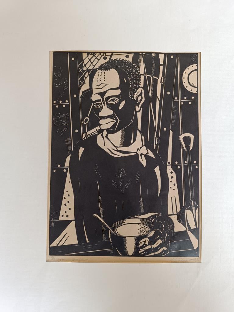 Gravure sur bois de A. Herckenrath, Enlèvement ou Envoi, Gravure sur bois