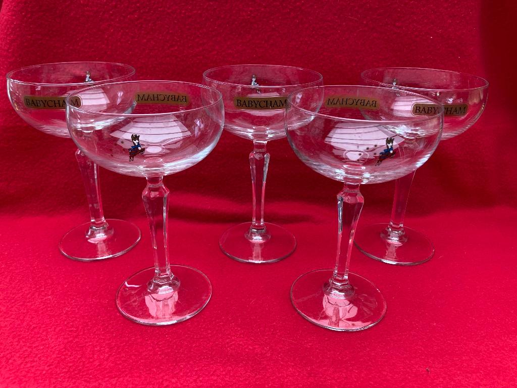 5 speciale babychamglazen, Maison & Meubles, Cuisine | Vaisselle, Enlèvement ou Envoi, Comme neuf, Verre, Verre ou Verres