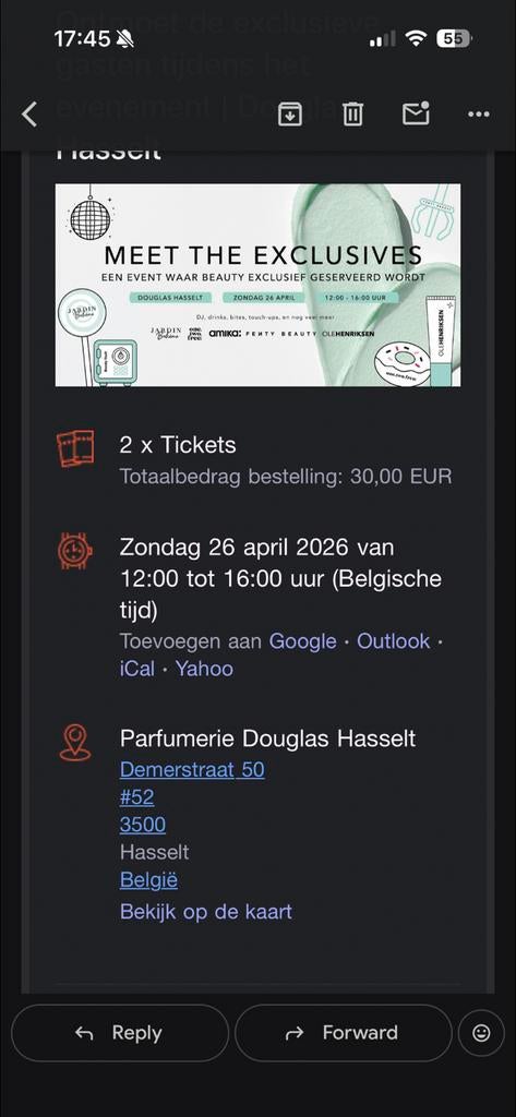Douglas event Hasselt 2 tickets, Tickets en Kaartjes, Evenementen en Festivals