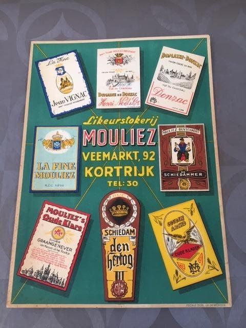 Reclamebord likeurstokerij Mouliez Kortrijk, Ophalen, Gebruikt, Reclamebord