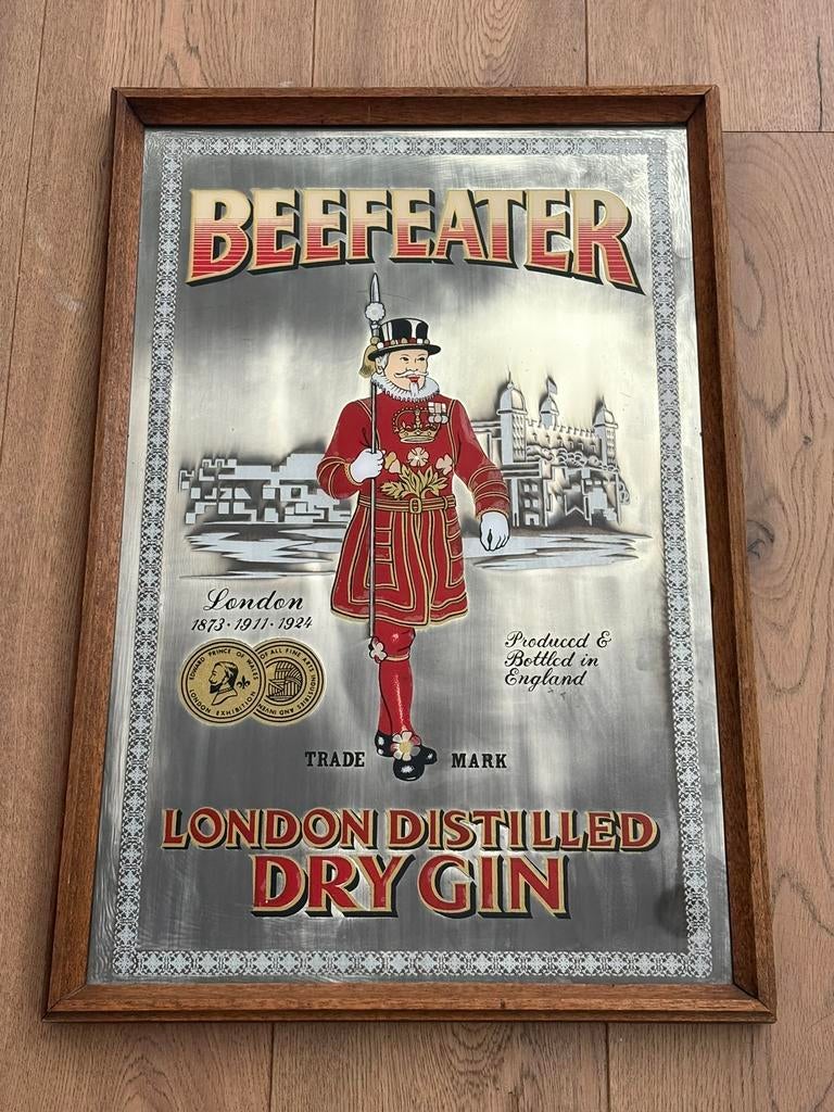 Retro spiegel ‘Beefeater Gin’, Antiek en Kunst, Ophalen