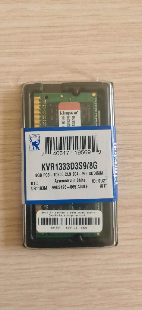 Kingston ValueRAM 8GB DDR3 – KVR1333D3S9/8G, Informatique & Logiciels, Mémoire RAM, Neuf, Laptop, 8 GB, DDR3, Enlèvement