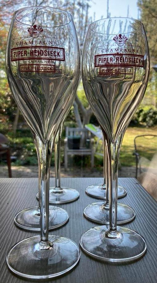 6 Piper-Heidsieck champagneglazen, Ophalen of Verzenden, Zo goed als nieuw