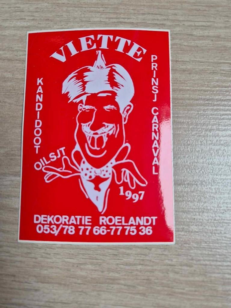 Carnaval Aalst sticker kandidaat prins carnaval viette 1997, Verzamelen, Ophalen of Verzenden