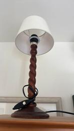 Houten staanlamp met beige kap., Ophalen, Zo goed als nieuw