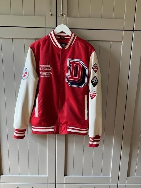 Rood/wit baseball jacket, Rouge, Taille 38/40 (M), Zara, Comme neuf