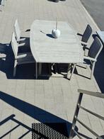 Tuintafel set met 4 stoelen teak grijs, Tuin en Terras, Tuintafels, Ophalen, Gebruikt, Ovaal, Teakhout