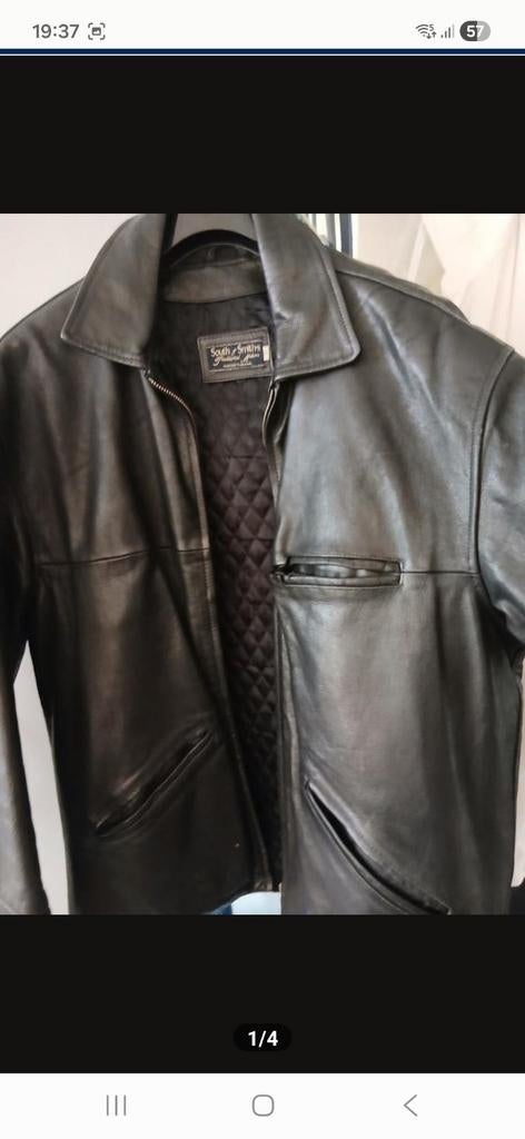 VESTE CUIR AGNEAU 3/4 BLEU FONCÉE PRIX 50 EUR, Enlèvement, Bleu