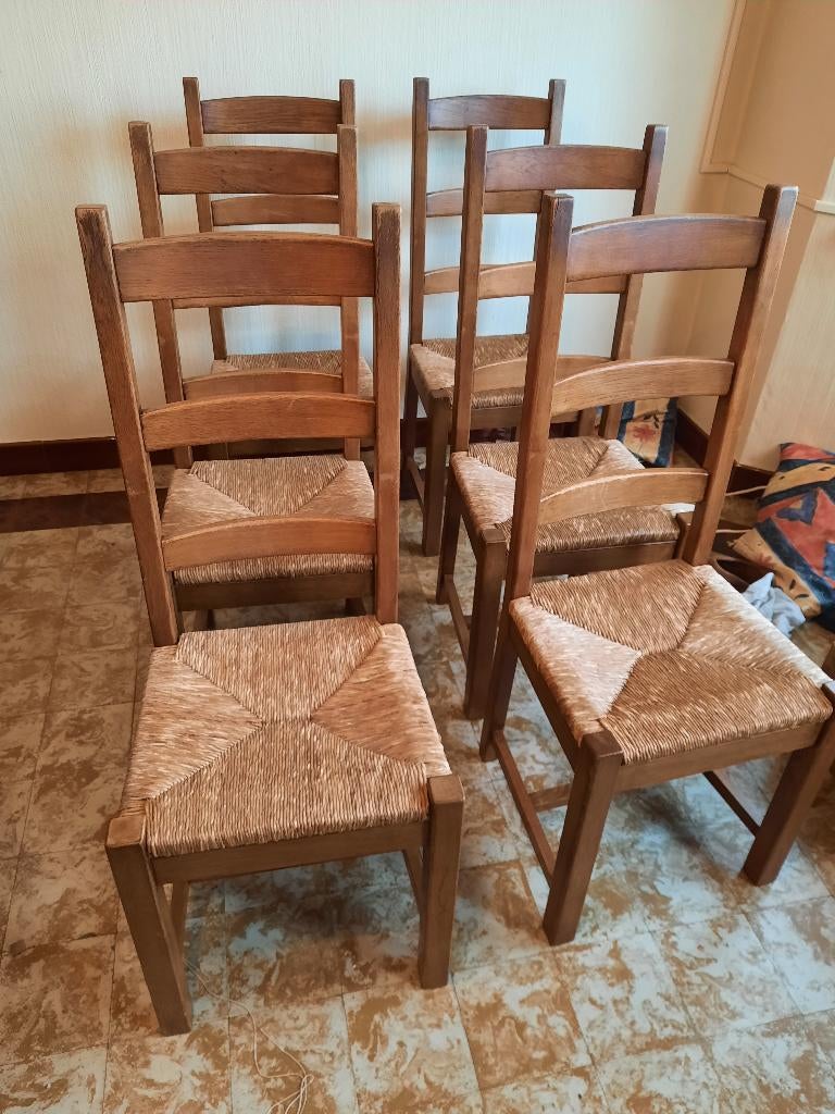 6 traditionele eikenhouten stoelen, Ophalen