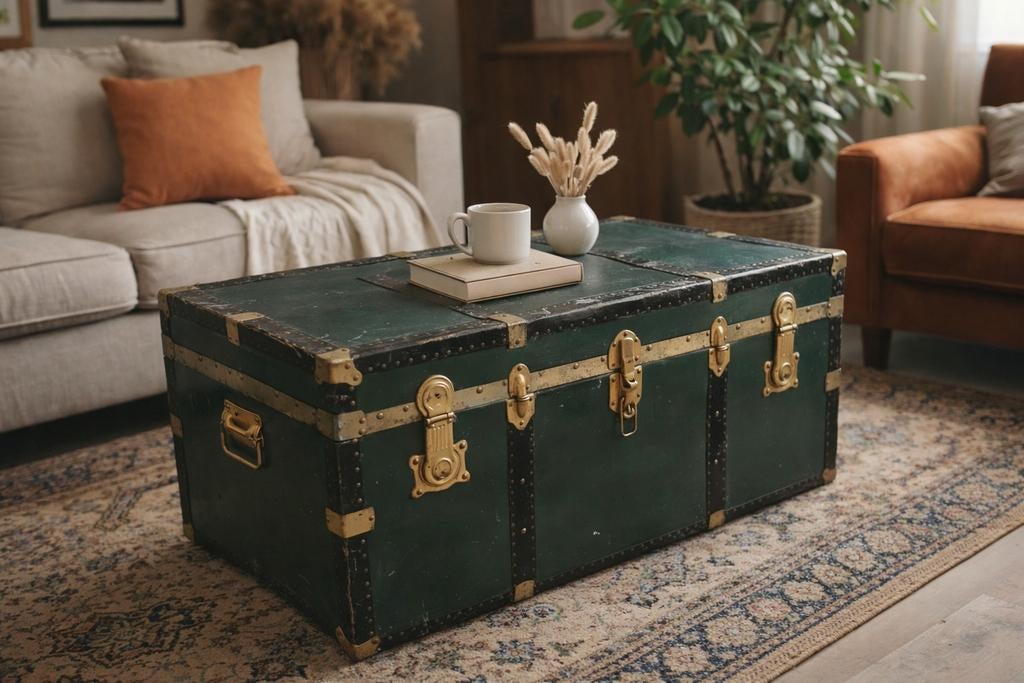 Malle ancienne en bois – coffre vintage de transport, Maison & Meubles, Enlèvement