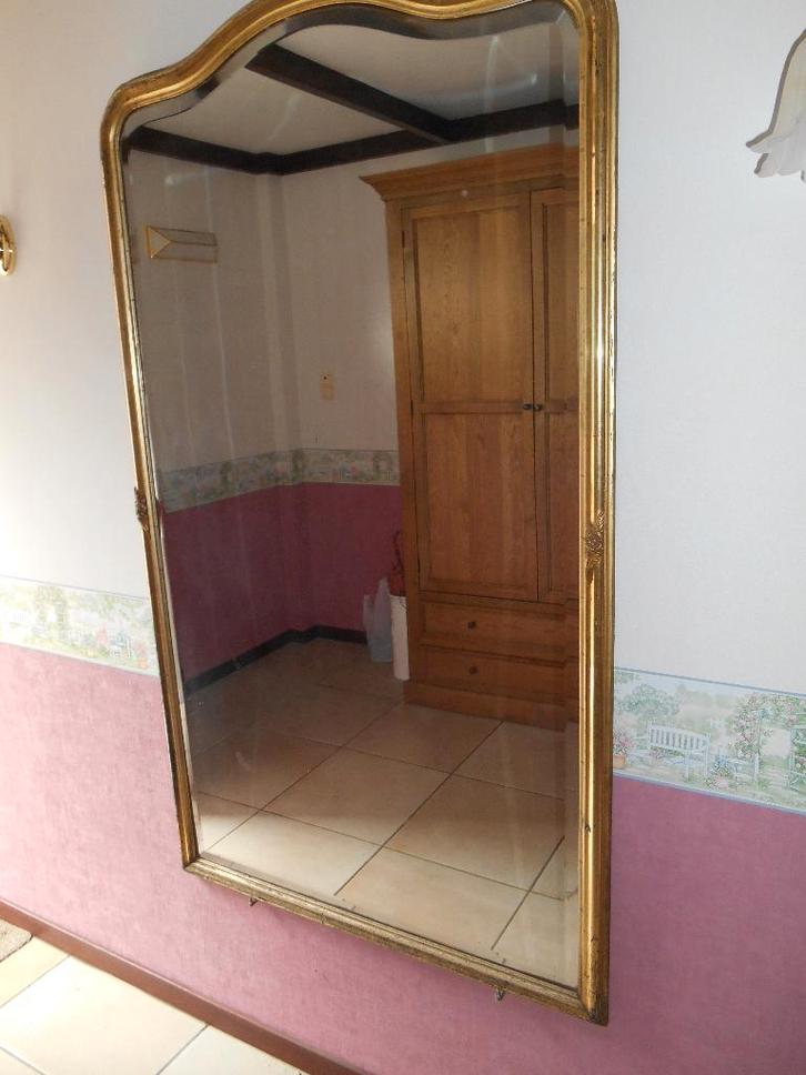 Grote antieke hangspiegel, Antiek en Kunst, Antiek | Spiegels, 50 tot 100 cm, 150 tot 200 cm, Rechthoekig, Ophalen